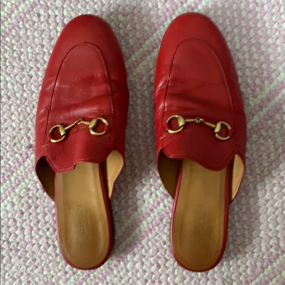 Red Gucci mules